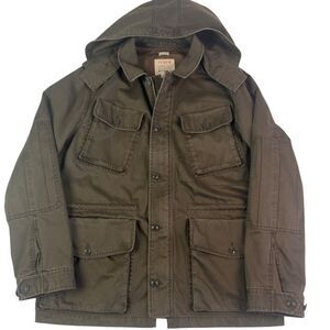 J Crew Mens XL Broken In Canvas Field Chore Jacket Olive Workwear Utility Rugged